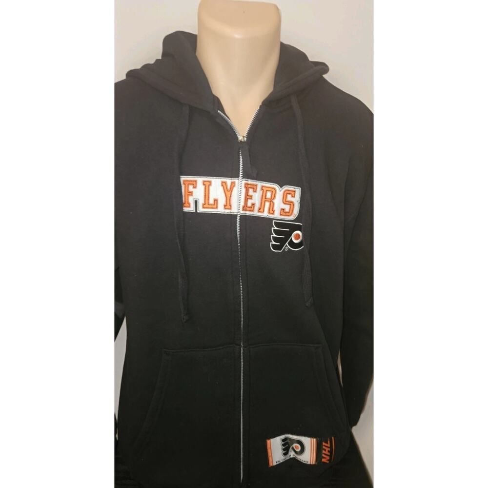 New! Philadelphia Flyers Hockey Full Zip Hoodie Sweatshirt Black Size Med NWT